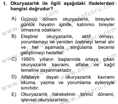 Web Okuryazarlığı Dersi 2025 - 2026 Yılı (Final) Dönem Sonu Sınav Soruları 1. Soru