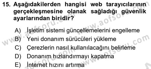 Web Okuryazarlığı Dersi 2025 - 2026 Yılı (Final) Dönem Sonu Sınav Soruları 15. Soru