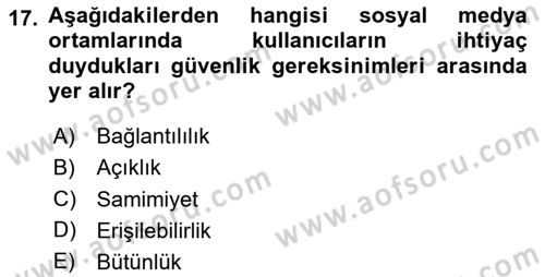 Web Okuryazarlığı Dersi 2025 - 2026 Yılı (Final) Dönem Sonu Sınav Soruları 17. Soru