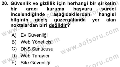 Web Okuryazarlığı Dersi 2025 - 2026 Yılı (Final) Dönem Sonu Sınav Soruları 20. Soru