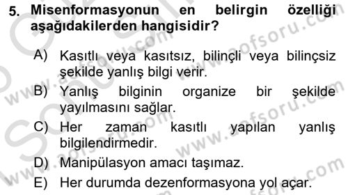 Web Okuryazarlığı Dersi 2025 - 2026 Yılı (Final) Dönem Sonu Sınav Soruları 5. Soru