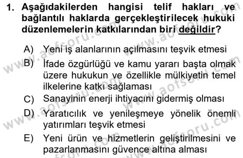 Web’de Telif Hakları ve Etik Dersi 2017 - 2018 Yılı 3 Ders Sınav Soruları 1. Soru