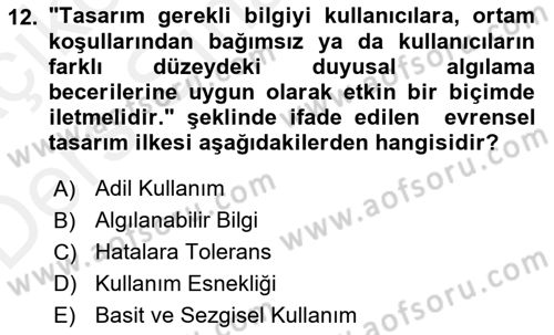 Web’de Telif Hakları ve Etik Dersi 2017 - 2018 Yılı 3 Ders Sınav Soruları 12. Soru