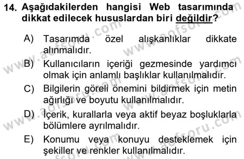 Web’de Telif Hakları ve Etik Dersi 2017 - 2018 Yılı 3 Ders Sınav Soruları 14. Soru