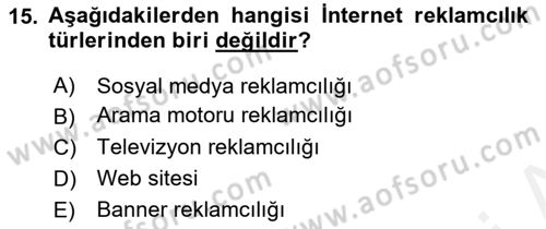 Web’de Telif Hakları ve Etik Dersi 2017 - 2018 Yılı 3 Ders Sınav Soruları 15. Soru