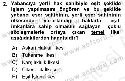 Web’de Telif Hakları ve Etik Dersi 2017 - 2018 Yılı 3 Ders Sınav Soruları 2. Soru