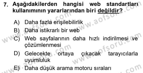Web’de Telif Hakları ve Etik Dersi 2017 - 2018 Yılı 3 Ders Sınav Soruları 7. Soru