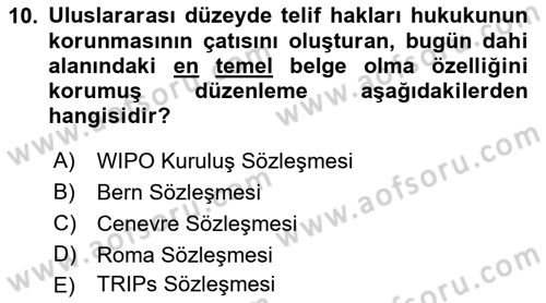 Web’de Telif Hakları ve Etik Dersi 2017 - 2018 Yılı (Vize) Ara Sınav Soruları 10. Soru