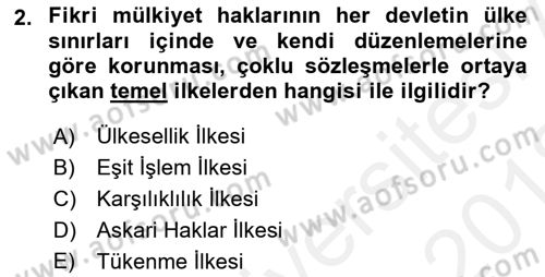 Web’de Telif Hakları ve Etik Dersi 2017 - 2018 Yılı (Vize) Ara Sınav Soruları 2. Soru