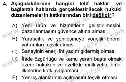 Web’de Telif Hakları ve Etik Dersi 2017 - 2018 Yılı (Vize) Ara Sınav Soruları 4. Soru