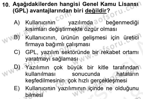 Web’de Telif Hakları ve Etik Dersi 2017 - 2018 Yılı (Final) Dönem Sonu Sınav Soruları 10. Soru