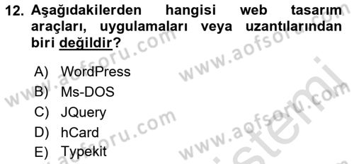 Web’de Telif Hakları ve Etik Dersi 2018 - 2019 Yılı 3 Ders Sınav Soruları 12. Soru