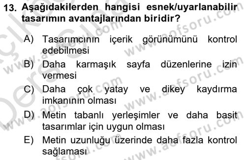 Web’de Telif Hakları ve Etik Dersi 2018 - 2019 Yılı 3 Ders Sınav Soruları 13. Soru