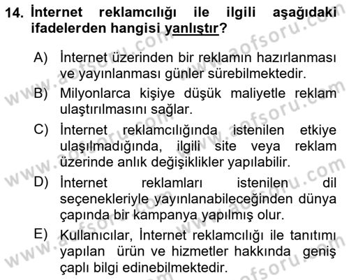 Web’de Telif Hakları ve Etik Dersi 2018 - 2019 Yılı 3 Ders Sınav Soruları 14. Soru