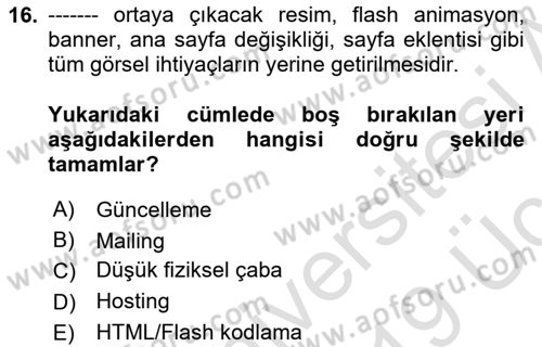 Web’de Telif Hakları ve Etik Dersi 2018 - 2019 Yılı 3 Ders Sınav Soruları 16. Soru