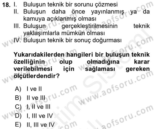 Web’de Telif Hakları ve Etik Dersi 2018 - 2019 Yılı (Vize) Ara Sınav Soruları 18. Soru