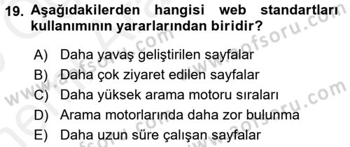 Web’de Telif Hakları ve Etik Dersi 2018 - 2019 Yılı (Vize) Ara Sınav Soruları 19. Soru