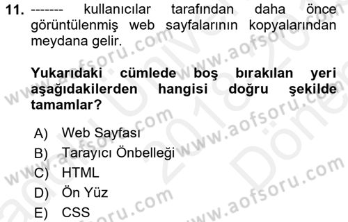Web’de Telif Hakları ve Etik Dersi 2018 - 2019 Yılı (Final) Dönem Sonu Sınav Soruları 11. Soru
