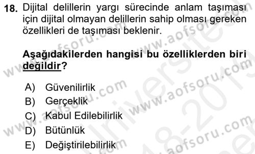 Web’de Telif Hakları ve Etik Dersi 2018 - 2019 Yılı (Final) Dönem Sonu Sınav Soruları 18. Soru