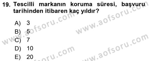Web’de Telif Hakları ve Etik Dersi 2018 - 2019 Yılı (Final) Dönem Sonu Sınav Soruları 19. Soru