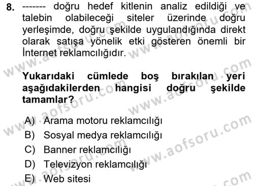 Web’de Telif Hakları ve Etik Dersi 2018 - 2019 Yılı (Final) Dönem Sonu Sınav Soruları 8. Soru