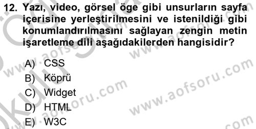 Web’de Telif Hakları ve Etik Dersi 2018 - 2019 Yılı Yaz Okulu Sınav Soruları 12. Soru