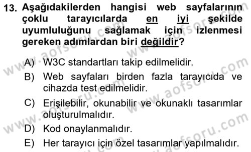 Web’de Telif Hakları ve Etik Dersi 2018 - 2019 Yılı Yaz Okulu Sınav Soruları 13. Soru