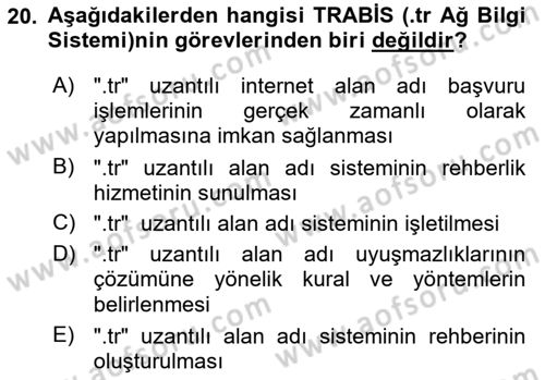 Web’de Telif Hakları ve Etik Dersi 2018 - 2019 Yılı Yaz Okulu Sınav Soruları 20. Soru