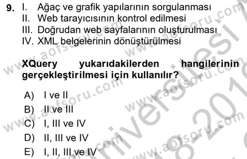Web’de Telif Hakları ve Etik Dersi 2018 - 2019 Yılı Yaz Okulu Sınav Soruları 9. Soru