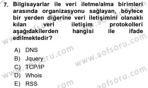Web’de Telif Hakları ve Etik Dersi 2020 - 2021 Yılı Yaz Okulu Sınav Soruları 7. Soru
