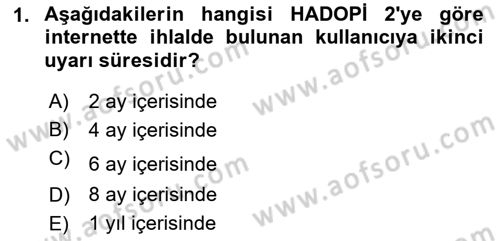 Web’de Telif Hakları ve Etik Dersi 2021 - 2022 Yılı (Vize) Ara Sınav Soruları 1. Soru