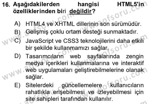 Web’de Telif Hakları ve Etik Dersi 2021 - 2022 Yılı (Vize) Ara Sınav Soruları 16. Soru