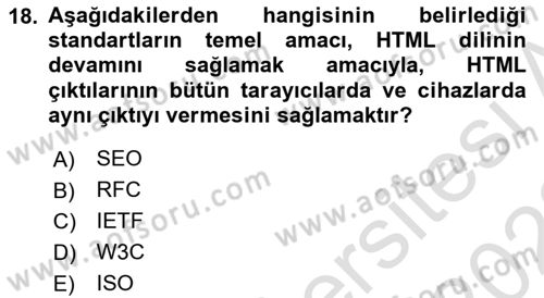 Web’de Telif Hakları ve Etik Dersi 2021 - 2022 Yılı (Vize) Ara Sınav Soruları 18. Soru
