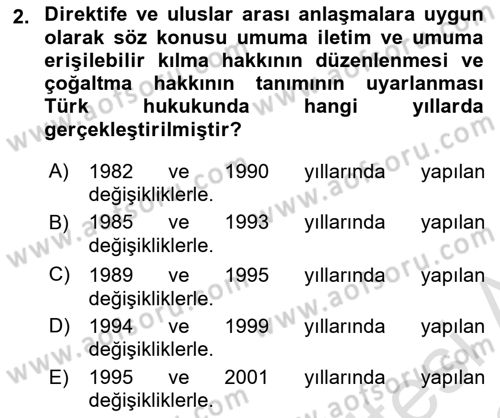 Web’de Telif Hakları ve Etik Dersi 2021 - 2022 Yılı (Vize) Ara Sınav Soruları 2. Soru