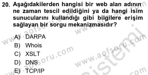 Web’de Telif Hakları ve Etik Dersi 2021 - 2022 Yılı (Vize) Ara Sınav Soruları 20. Soru