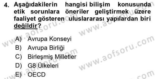 Web’de Telif Hakları ve Etik Dersi 2021 - 2022 Yılı (Vize) Ara Sınav Soruları 4. Soru