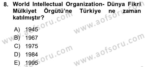 Web’de Telif Hakları ve Etik Dersi 2021 - 2022 Yılı (Vize) Ara Sınav Soruları 8. Soru