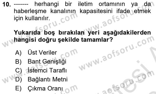 Web’de Telif Hakları ve Etik Dersi 2021 - 2022 Yılı (Final) Dönem Sonu Sınav Soruları 10. Soru