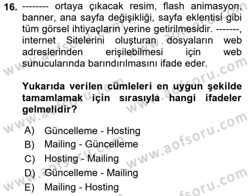 Web’de Telif Hakları ve Etik Dersi 2021 - 2022 Yılı (Final) Dönem Sonu Sınav Soruları 16. Soru