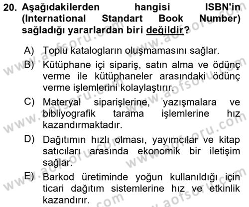 Web’de Telif Hakları ve Etik Dersi 2021 - 2022 Yılı (Final) Dönem Sonu Sınav Soruları 20. Soru