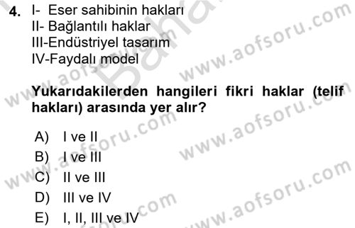 Web’de Telif Hakları ve Etik Dersi 2021 - 2022 Yılı (Final) Dönem Sonu Sınav Soruları 4. Soru
