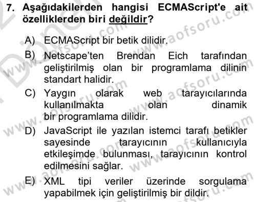 Web’de Telif Hakları ve Etik Dersi 2021 - 2022 Yılı (Final) Dönem Sonu Sınav Soruları 7. Soru