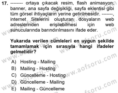 Web’de Telif Hakları ve Etik Dersi 2021 - 2022 Yılı Yaz Okulu Sınav Soruları 17. Soru