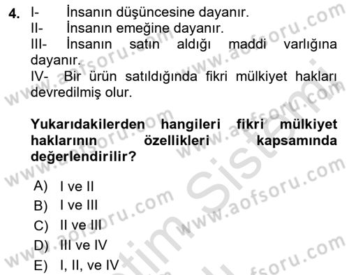 Web’de Telif Hakları ve Etik Dersi 2021 - 2022 Yılı Yaz Okulu Sınav Soruları 4. Soru
