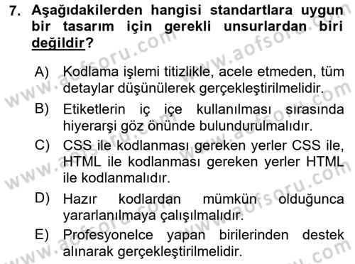 Web’de Telif Hakları ve Etik Dersi 2021 - 2022 Yılı Yaz Okulu Sınav Soruları 7. Soru
