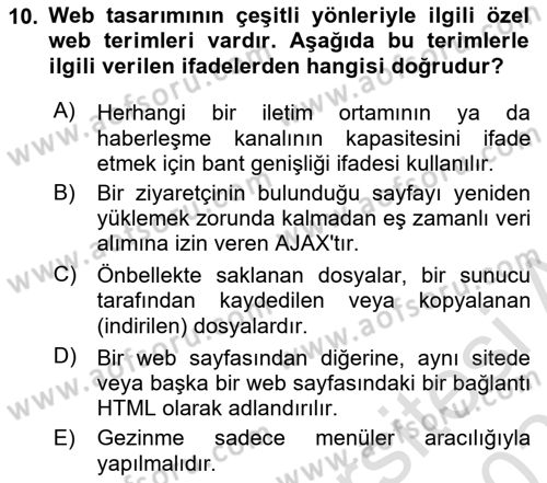 Web’de Telif Hakları ve Etik Dersi 2022 - 2023 Yılı Yaz Okulu Sınav Soruları 10. Soru