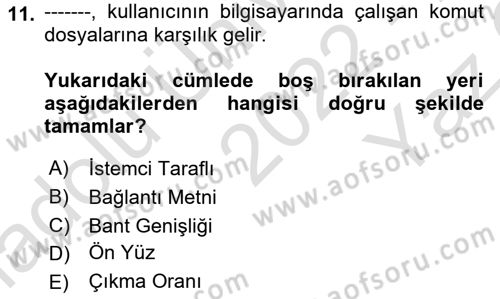 Web’de Telif Hakları ve Etik Dersi 2022 - 2023 Yılı Yaz Okulu Sınav Soruları 11. Soru