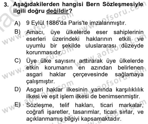 Web’de Telif Hakları ve Etik Dersi 2022 - 2023 Yılı Yaz Okulu Sınav Soruları 3. Soru