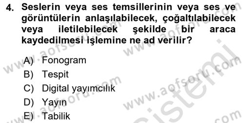 Web’de Telif Hakları ve Etik Dersi 2022 - 2023 Yılı Yaz Okulu Sınav Soruları 4. Soru