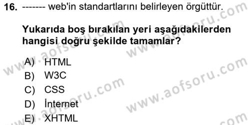 Web’de Telif Hakları ve Etik Dersi 2023 - 2024 Yılı (Vize) Ara Sınav Soruları 16. Soru